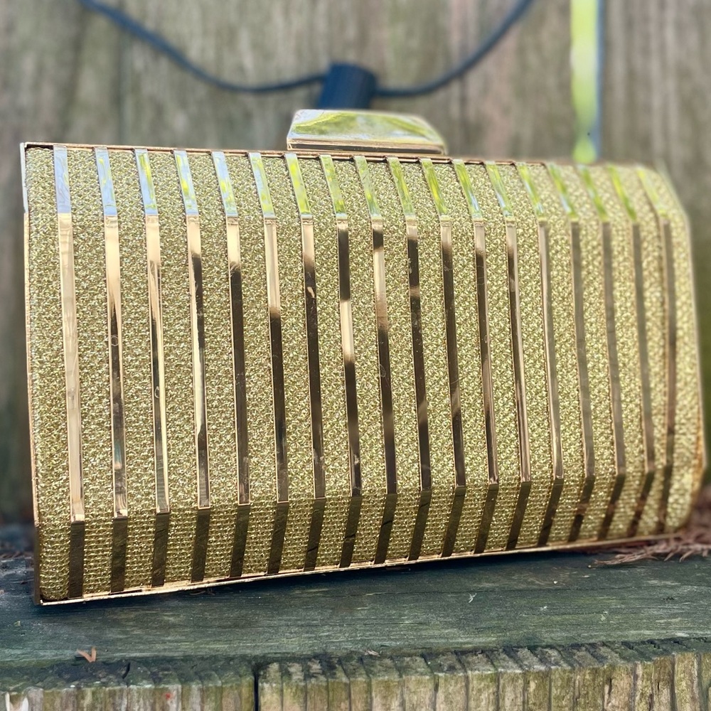 Metallic gold clutch